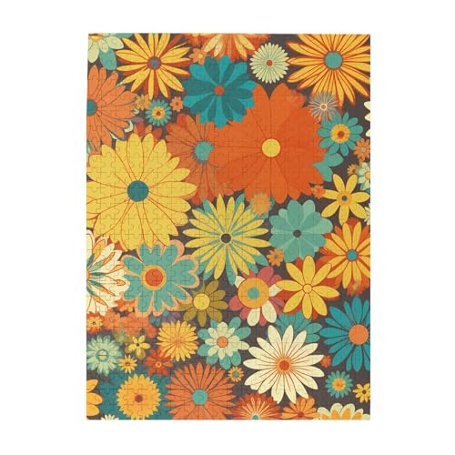 500-teiliges Puzzle für Erwachsene, herausfordernde Puzzles für Spieleabende, Holzpuzzle, personalisierbar, individuelle Holzpuzzles für Familie, Blumenmuster, Bildpuzzles, fertige Größe 51,8 x 38,1 von KTHSNSKL