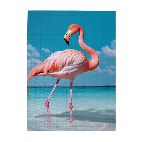 500-teiliges Puzzle für Erwachsene, herausfordernde Puzzles für Spieleabende, Holzpuzzle, personalisierbar, individuelle Holzpuzzles für Familie, Flamingo im Wasser, Bildpuzzles, fertige Größe 51,8 x 500-teiliges Puzzle für Erwachsene, herausfordernde Puzzles für Spieleabende, Holzpuzzle, personalisierbar, individuelle Holzpuzzles für Familie, Flamingo im Wasser, Bildpuzzles, fertige Größe 51,8 x von KTHSNSKL