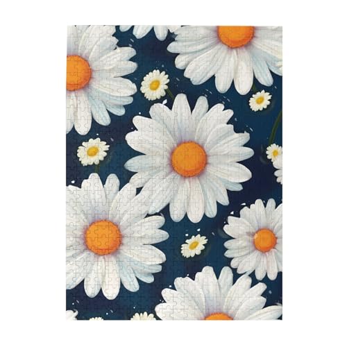 500-teiliges Puzzle für Erwachsene, herausfordernde Puzzles für Spieleabende, Holzpuzzle, personalisierbar, individuelle Holzpuzzles für Familie, Gänseblümchen-Muster, Bilderpuzzles, fertige Größe von KTHSNSKL