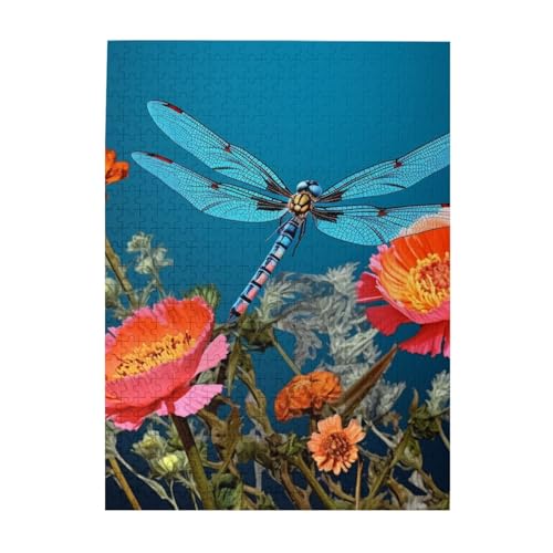 500-teiliges Puzzle für Erwachsene, herausfordernde Puzzles für Spieleabende, Holzpuzzle, personalisierbar, individuelle Holzpuzzles für Familie, Libelle und Blume, Bilderpuzzles, fertige Größe 51,8 x 500-teiliges Puzzle für Erwachsene, herausfordernde Puzzles für Spieleabende, Holzpuzzle, personalisierbar, individuelle Holzpuzzles für Familie, Libelle und Blume, Bilderpuzzles, fertige Größe 51,8 x von KTHSNSKL