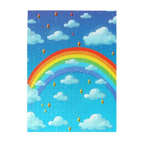 500-teiliges Puzzle für Erwachsene, herausfordernde Puzzles für Spieleabende, Holzpuzzle, personalisierbar, individuelle Holzpuzzles für Familie, Regenbogenwolken, Regentropfen-Bilderpuzzles, fertige 500-teiliges Puzzle für Erwachsene, herausfordernde Puzzles für Spieleabende, Holzpuzzle, personalisierbar, individuelle Holzpuzzles für Familie, Regenbogenwolken, Regentropfen-Bilderpuzzles, fertige von KTHSNSKL