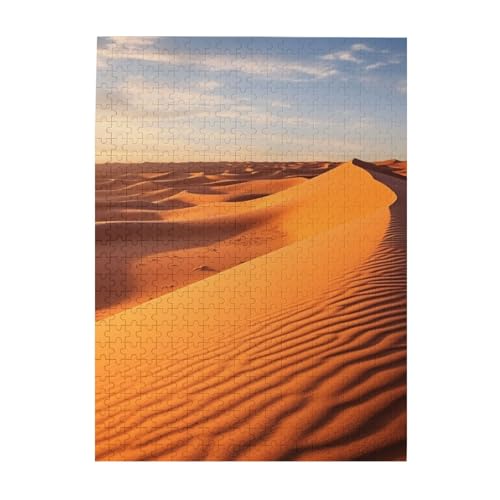 500-teiliges Puzzle für Erwachsene, herausfordernde Puzzles für Spieleabende, Holzpuzzle, personalisierbar, individuelle Holzpuzzles für Familie, Sanddünen in der Sahara, Bilderpuzzles, fertige Größe von KTHSNSKL