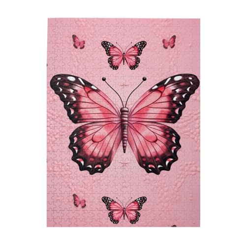 500-teiliges Puzzle für Erwachsene, herausfordernde Puzzles für Spieleabende, Holzpuzzle, personalisierbar, individuelle Holzpuzzles für Familie, Schmetterling, rosa Bild, Puzzle, fertige Größe 51,8 x 500-teiliges Puzzle für Erwachsene, herausfordernde Puzzles für Spieleabende, Holzpuzzle, personalisierbar, individuelle Holzpuzzles für Familie, Schmetterling, rosa Bild, Puzzle, fertige Größe 51,8 x von KTHSNSKL