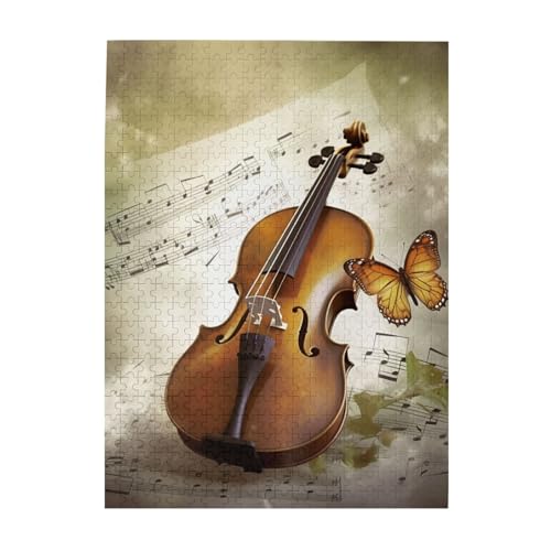 500-teiliges Puzzle für Erwachsene, herausfordernde Puzzles für Spieleabende, Holzpuzzle, personalisierbar, individuelle Holzpuzzles für Familie, Schmetterling und Cello, Bilderpuzzle, fertige Größe 500-teiliges Puzzle für Erwachsene, herausfordernde Puzzles für Spieleabende, Holzpuzzle, personalisierbar, individuelle Holzpuzzles für Familie, Schmetterling und Cello, Bilderpuzzle, fertige Größe von KTHSNSKL