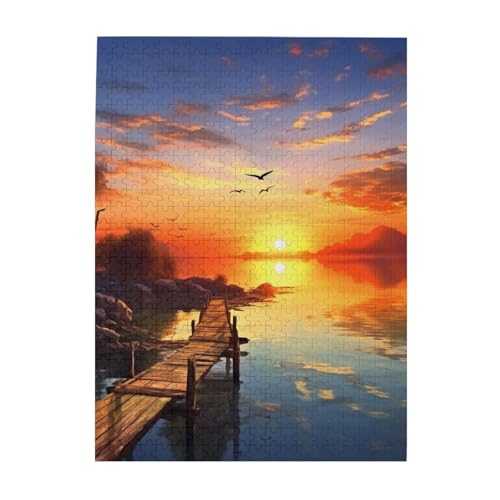 500-teiliges Puzzle für Erwachsene, herausfordernde Puzzles für Spieleabende, Holzpuzzle, personalisierbar, individuelle Holzpuzzles für Familie, Sonnenuntergang, Landschaft, Bildpuzzles, fertige 500-teiliges Puzzle für Erwachsene, herausfordernde Puzzles für Spieleabende, Holzpuzzle, personalisierbar, individuelle Holzpuzzles für Familie, Sonnenuntergang, Landschaft, Bildpuzzles, fertige von KTHSNSKL