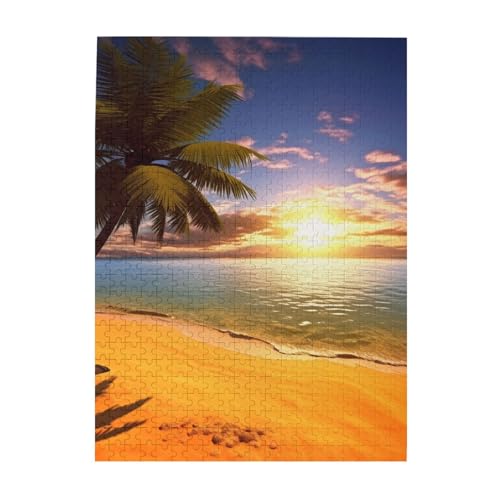 500-teiliges Puzzle für Erwachsene, herausfordernde Puzzles für Spieleabende, Holzpuzzle, personalisierbar, individuelle Holzpuzzles für Familie, Sonnenuntergang, Palmenbild, Puzzle, fertige Größe 500-teiliges Puzzle für Erwachsene, herausfordernde Puzzles für Spieleabende, Holzpuzzle, personalisierbar, individuelle Holzpuzzles für Familie, Sonnenuntergang, Palmenbild, Puzzle, fertige Größe von KTHSNSKL