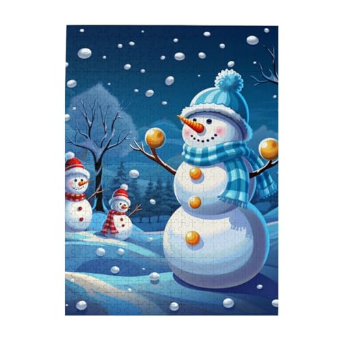 500-teiliges Puzzle für Erwachsene, herausfordernde Puzzles für Spieleabende, Holzpuzzle, personalisierbar, individuelle Holzpuzzles für Familie, Winter, Schneemann, Bildpuzzles, fertige Größe 51,8 x 500-teiliges Puzzle für Erwachsene, herausfordernde Puzzles für Spieleabende, Holzpuzzle, personalisierbar, individuelle Holzpuzzles für Familie, Winter, Schneemann, Bildpuzzles, fertige Größe 51,8 x von KTHSNSKL