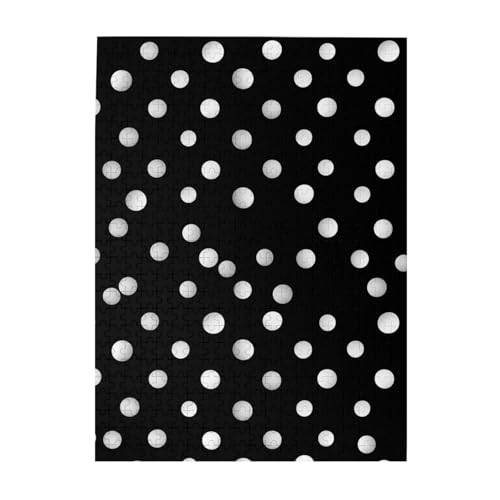 500-teiliges Puzzle für Erwachsene, herausfordernde Puzzles für Spieleabende, Holzpuzzle, personalisierbar, individuelle Holzpuzzles für Familie, schwarz-weiße Punkte, Bildpuzzles, fertige Größe 51,8 von KTHSNSKL