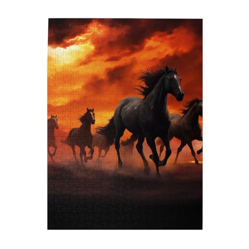 500-teiliges Puzzle für Erwachsene, herausfordernde Puzzles für Spieleabende, Holzpuzzle, personalisierbar, individuelle Holzpuzzles für Familienpferde, rot leuchtende Wolken, Bilderpuzzles, fertige 500-teiliges Puzzle für Erwachsene, herausfordernde Puzzles für Spieleabende, Holzpuzzle, personalisierbar, individuelle Holzpuzzles für Familienpferde, rot leuchtende Wolken, Bilderpuzzles, fertige von KTHSNSKL