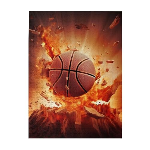 500-teiliges Puzzle für Erwachsene, herausfordernde Puzzles für Spieleabende, Holzpuzzle, personalisierte Holzpuzzles für Familie, Basketball, Bilderpuzzles, fertige Größe 51,8 x 38,1 cm von KTHSNSKL