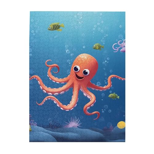 500-teiliges Puzzle für Erwachsene, herausfordernde Puzzles für Spieleabende, Holzpuzzle, personalisierte Holzpuzzles für Familie, Cartoon-Oktopus-Fisch, Bildpuzzles, fertige Größe 51,8 x 38,1 cm 500-teiliges Puzzle für Erwachsene, herausfordernde Puzzles für Spieleabende, Holzpuzzle, personalisierte Holzpuzzles für Familie, Cartoon-Oktopus-Fisch, Bildpuzzles, fertige Größe 51,8 x 38,1 cm von KTHSNSKL