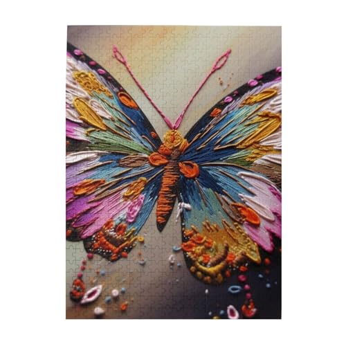 500-teiliges Puzzle für Erwachsene, herausfordernde Puzzles für Spieleabende, Holzpuzzle, personalisierte Holzpuzzles für Familie, Stickerei, bunte Schmetterlinge, Bildrätsel, fertige Größe 51,8 x 500-teiliges Puzzle für Erwachsene, herausfordernde Puzzles für Spieleabende, Holzpuzzle, personalisierte Holzpuzzles für Familie, Stickerei, bunte Schmetterlinge, Bildrätsel, fertige Größe 51,8 x von KTHSNSKL