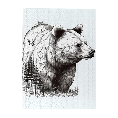 500-teiliges Puzzle für Erwachsene, herausfordernde Puzzles für Spieleabende, Holzpuzzle, personalisierte Holzpuzzles für Familie, Wildtiere, Handbär, Tierbild, Puzzle, fertige Größe 51,8 x 38,1 cm von KTHSNSKL
