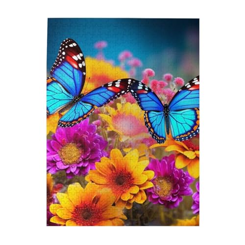 500-teiliges Puzzle für Erwachsene, herausfordernde Puzzles für Spieleabende, Holzpuzzle, personalisierte Holzpuzzles für Familie, buntes Schmetterlings-Blumenbild, Puzzle, fertige Größe 51,8 x 38,1 500-teiliges Puzzle für Erwachsene, herausfordernde Puzzles für Spieleabende, Holzpuzzle, personalisierte Holzpuzzles für Familie, buntes Schmetterlings-Blumenbild, Puzzle, fertige Größe 51,8 x 38,1 von KTHSNSKL