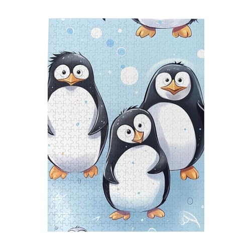 500-teiliges Puzzle für Erwachsene, herausfordernde Puzzles für Spieleabende, Holzpuzzle, personalisierte Holzpuzzles für Familie, niedliche Pinguine, Bilderpuzzles, fertige Größe 51,8 x 38,1 cm von KTHSNSKL