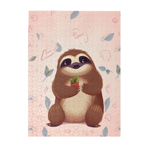 500-teiliges Puzzle für Erwachsene, herausfordernde Puzzles für Spieleabende, Holzpuzzle, personalisierte Holzpuzzles für Familie, niedliches Faultier-Bilderpuzzle, fertige Größe 51,8 x 38,1 cm 500-teiliges Puzzle für Erwachsene, herausfordernde Puzzles für Spieleabende, Holzpuzzle, personalisierte Holzpuzzles für Familie, niedliches Faultier-Bilderpuzzle, fertige Größe 51,8 x 38,1 cm von KTHSNSKL