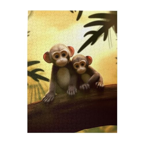 500-teiliges Puzzle für Erwachsene, herausfordernde Puzzles für Spieleabende, Holzpuzzle, personalisierte Holzpuzzles für Familie, niedliches Paar, Affe, Bilderpuzzles, fertige Größe 51,8 x 38,1 cm 500-teiliges Puzzle für Erwachsene, herausfordernde Puzzles für Spieleabende, Holzpuzzle, personalisierte Holzpuzzles für Familie, niedliches Paar, Affe, Bilderpuzzles, fertige Größe 51,8 x 38,1 cm von KTHSNSKL