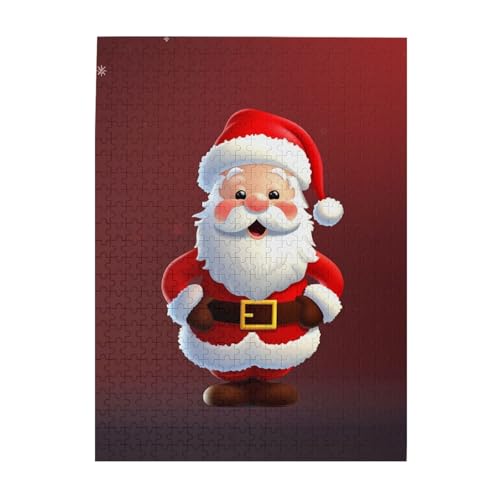 500-teiliges Puzzle für Erwachsene, herausfordernde Puzzles für Spieleabende, Holzpuzzle, personalisierte Holzpuzzles für Familie, niedliches Weihnachtsmann-Bilderpuzzle, fertige Größe 51,8 x 38,1 cm von KTHSNSKL