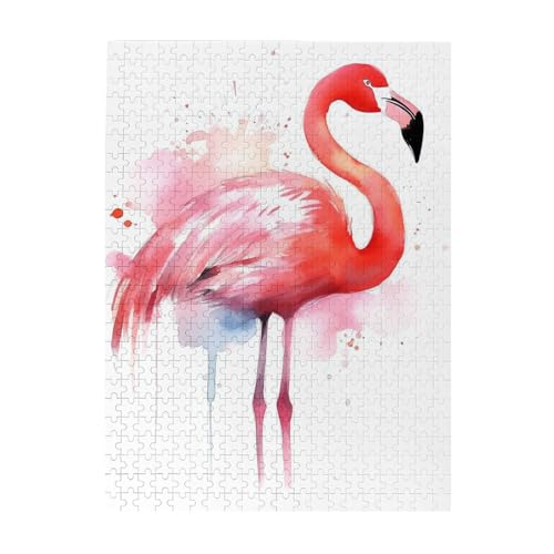 500-teiliges Puzzle für Erwachsene, herausfordernde Puzzles für Spieleabende, Holzpuzzle, personalisierte Holzpuzzles für Familie, rosa Flamingo, Aquarellbild, Puzzle, fertige Größe 51,8 x 38,1 cm 500-teiliges Puzzle für Erwachsene, herausfordernde Puzzles für Spieleabende, Holzpuzzle, personalisierte Holzpuzzles für Familie, rosa Flamingo, Aquarellbild, Puzzle, fertige Größe 51,8 x 38,1 cm von KTHSNSKL