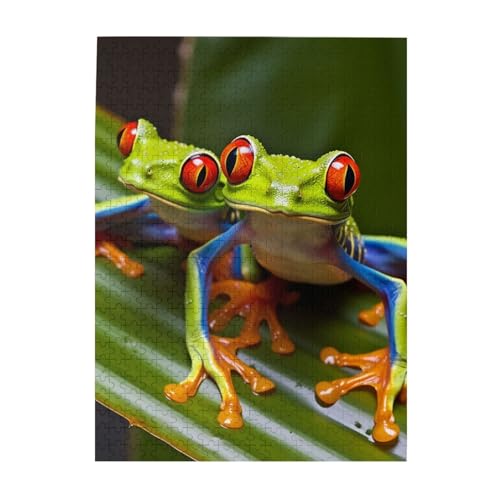 500-teiliges Puzzle für Erwachsene, herausfordernde Puzzles für Spieleabende, Holzpuzzle, personalisierte Holzpuzzles für Familie, rotäugiger Baumfrosch, Bildpuzzles, fertige Größe 51,8 x 38,1 cm 500-teiliges Puzzle für Erwachsene, herausfordernde Puzzles für Spieleabende, Holzpuzzle, personalisierte Holzpuzzles für Familie, rotäugiger Baumfrosch, Bildpuzzles, fertige Größe 51,8 x 38,1 cm von KTHSNSKL