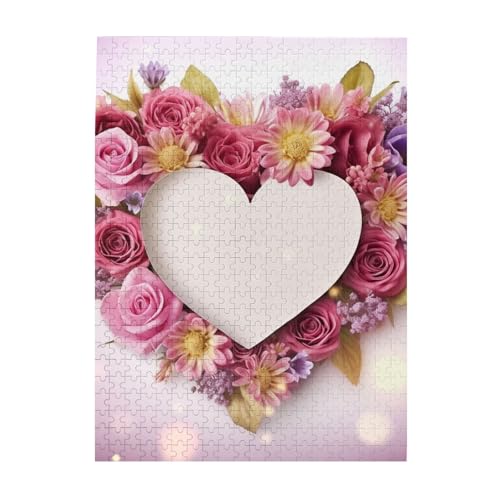 500-teiliges Puzzle für Erwachsene, herausfordernde Puzzles für Spieleabende, Holzpuzzle, personalisierte Holzpuzzles für Familien, Karte, Herzform, Blumen, Bildpuzzles, fertige Größe 51,8 x 38,1 cm 500-teiliges Puzzle für Erwachsene, herausfordernde Puzzles für Spieleabende, Holzpuzzle, personalisierte Holzpuzzles für Familien, Karte, Herzform, Blumen, Bildpuzzles, fertige Größe 51,8 x 38,1 cm von KTHSNSKL