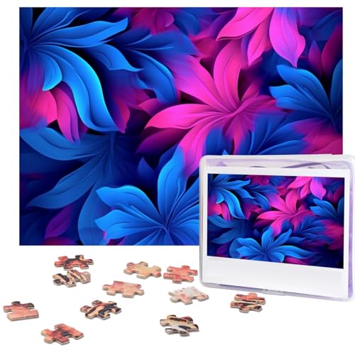 500-teiliges Puzzle für Erwachsene, herausforderndes Puzzle für Spieleabende, Holzpuzzle, personalisierbar, benutzerdefinierte Holz-Puzzles für Familie, blauer und rosa Hintergrund, Bildpuzzles von KTHSNSKL
