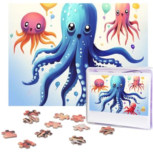 500-teiliges Puzzle für Erwachsene, herausforderndes Puzzle für Spieleabende, Holzpuzzle, personalisierbar, individuelle Holz-Puzzles für Familie, buntes Tintenfisch-Oktopus-Bilderpuzzles, fertige 500-teiliges Puzzle für Erwachsene, herausforderndes Puzzle für Spieleabende, Holzpuzzle, personalisierbar, individuelle Holz-Puzzles für Familie, buntes Tintenfisch-Oktopus-Bilderpuzzles, fertige von KTHSNSKL