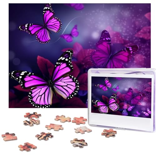500-teiliges Puzzle für Erwachsene, herausforderndes Puzzle für Spieleabende, Holzpuzzle, personalisierbar, individuelle Holz-Puzzles für Familie, violette Schmetterlinge, Bilderpuzzles, fertige Größe 500-teiliges Puzzle für Erwachsene, herausforderndes Puzzle für Spieleabende, Holzpuzzle, personalisierbar, individuelle Holz-Puzzles für Familie, violette Schmetterlinge, Bilderpuzzles, fertige Größe von KTHSNSKL
