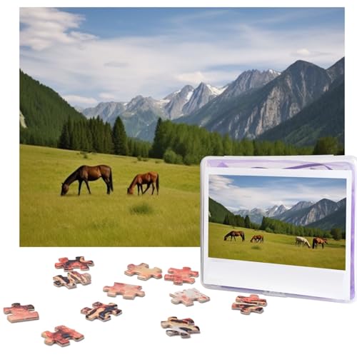 500-teiliges Puzzle für Erwachsene, herausforderndes Puzzle für Spieleabende, Holzpuzzle, personalisierte Holz-Puzzles für Familie, Bergweide, Weide, Pferde, Bildpuzzles, fertige Größe 51,8 x 38,1 cm 500-teiliges Puzzle für Erwachsene, herausforderndes Puzzle für Spieleabende, Holzpuzzle, personalisierte Holz-Puzzles für Familie, Bergweide, Weide, Pferde, Bildpuzzles, fertige Größe 51,8 x 38,1 cm von KTHSNSKL