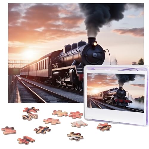 500-teiliges Puzzle für Erwachsene, herausforderndes Puzzle für Spieleabende, Holzpuzzle, personalisierte Holz-Puzzles für Familie, Dampfzug, Abfahrt, Sonnenuntergang, Bildpuzzles, fertige Größe 51,8 500-teiliges Puzzle für Erwachsene, herausforderndes Puzzle für Spieleabende, Holzpuzzle, personalisierte Holz-Puzzles für Familie, Dampfzug, Abfahrt, Sonnenuntergang, Bildpuzzles, fertige Größe 51,8 von KTHSNSKL