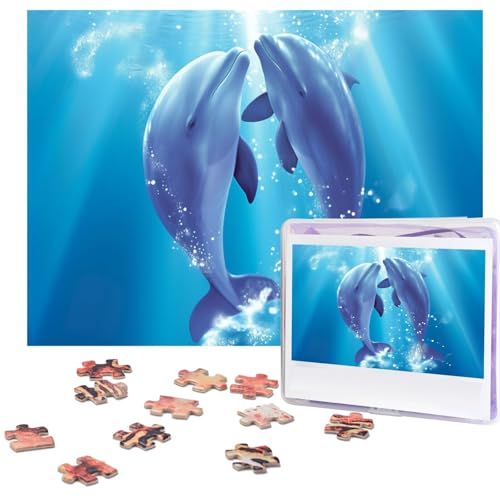 500-teiliges Puzzle für Erwachsene, herausforderndes Puzzle für Spieleabende, Holzpuzzle, personalisierte Holz-Puzzles für Familie, Delfine in Love, Bilderpuzzles, fertige Größe 51,8 x 38,1 cm 500-teiliges Puzzle für Erwachsene, herausforderndes Puzzle für Spieleabende, Holzpuzzle, personalisierte Holz-Puzzles für Familie, Delfine in Love, Bilderpuzzles, fertige Größe 51,8 x 38,1 cm von KTHSNSKL