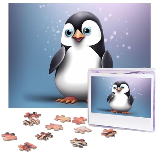 500-teiliges Puzzle für Erwachsene, herausforderndes Puzzle für Spieleabende, Holzpuzzle, personalisierte Holz-Puzzles für Familie, I Love Penguins, Bilderpuzzles, fertige Größe 51,8 x 38,1 cm von KTHSNSKL