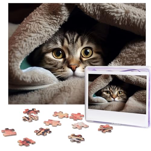 500-teiliges Puzzle für Erwachsene, herausforderndes Puzzle für Spieleabende, Holzpuzzle, personalisierte Holz-Puzzles für Familie, Katze, unter Decke, Bildpuzzles, fertige Größe 51,8 x 38,1 cm 500-teiliges Puzzle für Erwachsene, herausforderndes Puzzle für Spieleabende, Holzpuzzle, personalisierte Holz-Puzzles für Familie, Katze, unter Decke, Bildpuzzles, fertige Größe 51,8 x 38,1 cm von KTHSNSKL