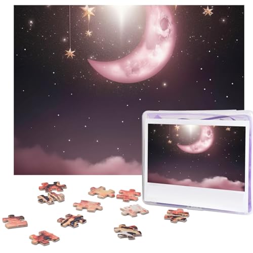 500-teiliges Puzzle für Erwachsene, herausforderndes Puzzle für Spieleabende, Holzpuzzle, personalisierte Holz-Puzzles für Familie, Mond-Puzzles mit rosa Sternen, fertige Größe 51,8 x 38,1 cm 500-teiliges Puzzle für Erwachsene, herausforderndes Puzzle für Spieleabende, Holzpuzzle, personalisierte Holz-Puzzles für Familie, Mond-Puzzles mit rosa Sternen, fertige Größe 51,8 x 38,1 cm von KTHSNSKL