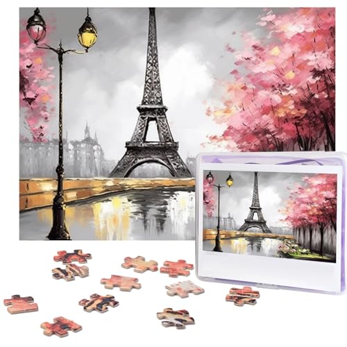 500-teiliges Puzzle für Erwachsene, herausforderndes Puzzle für Spieleabende, Holzpuzzle, personalisierte Holz-Puzzles für Familie, Ölgemälde, Paris, Eiffelturm, Bildpuzzles, fertige Größe 51,8 x 38,1 von KTHSNSKL