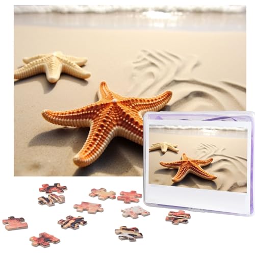 500-teiliges Puzzle für Erwachsene, herausforderndes Puzzle für Spieleabende, Holzpuzzle, personalisierte Holz-Puzzles für Familie, Seestern, Bilderpuzzles, fertige Größe 51,8 x 38,1 cm von KTHSNSKL