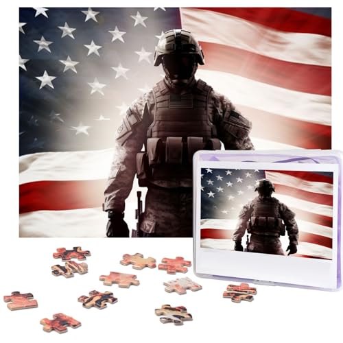 500-teiliges Puzzle für Erwachsene, herausforderndes Puzzle für Spieleabende, Holzpuzzle, personalisierte Holz-Puzzles für Familie, amerikanische Flagge, Soldaten, Bilderpuzzles, fertige Größe 51,8 x 500-teiliges Puzzle für Erwachsene, herausforderndes Puzzle für Spieleabende, Holzpuzzle, personalisierte Holz-Puzzles für Familie, amerikanische Flagge, Soldaten, Bilderpuzzles, fertige Größe 51,8 x von KTHSNSKL