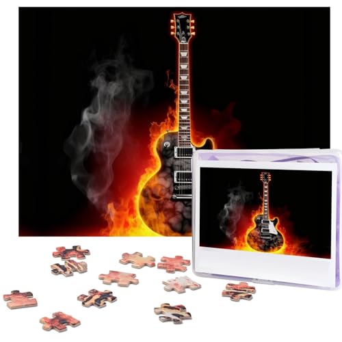 500-teiliges Puzzle für Erwachsene, herausforderndes Puzzle für Spieleabende, Holzpuzzle, personalisierte Holz-Puzzles für Familie, brennende Gitarre, Bilderpuzzles, fertige Größe 51,8 x 38,1 cm 500-teiliges Puzzle für Erwachsene, herausforderndes Puzzle für Spieleabende, Holzpuzzle, personalisierte Holz-Puzzles für Familie, brennende Gitarre, Bilderpuzzles, fertige Größe 51,8 x 38,1 cm von KTHSNSKL