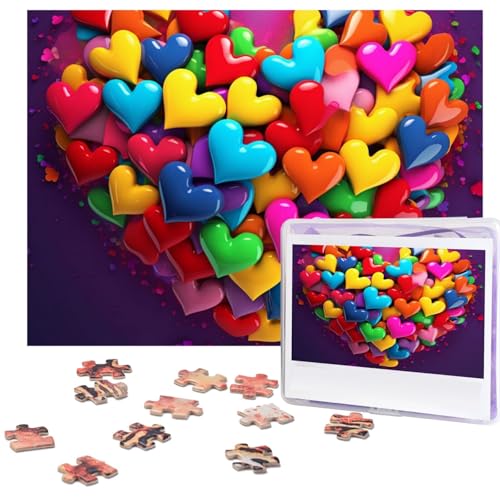 500-teiliges Puzzle für Erwachsene, herausforderndes Puzzle für Spieleabende, Holzpuzzle, personalisierte Holz-Puzzles für Familie, buntes Herz-Bild, Puzzle, fertige Größe 51,8 x 38,1 cm 500-teiliges Puzzle für Erwachsene, herausforderndes Puzzle für Spieleabende, Holzpuzzle, personalisierte Holz-Puzzles für Familie, buntes Herz-Bild, Puzzle, fertige Größe 51,8 x 38,1 cm von KTHSNSKL