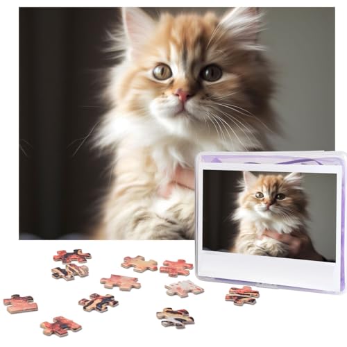 500-teiliges Puzzle für Erwachsene, herausforderndes Puzzle für Spieleabende, Holzpuzzle, personalisierte Holz-Puzzles für Familie, niedliche Kätzchen-Bilderpuzzles, fertige Größe 51,8 x 38,1 cm von KTHSNSKL
