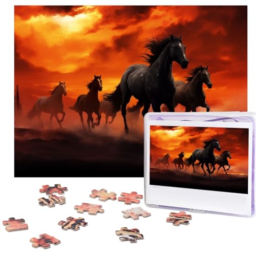 500-teiliges Puzzle für Erwachsene, herausforderndes Puzzle für Spieleabende, Holzpuzzle, personalisierte Holz-Puzzles für Familienpferde, rot leuchtende Wolken, Bilderpuzzles, fertige Größe 51,8 x 500-teiliges Puzzle für Erwachsene, herausforderndes Puzzle für Spieleabende, Holzpuzzle, personalisierte Holz-Puzzles für Familienpferde, rot leuchtende Wolken, Bilderpuzzles, fertige Größe 51,8 x von KTHSNSKL