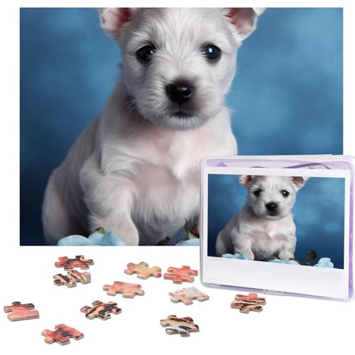 500-teiliges Puzzle für Erwachsene, herausforderndes Puzzle für Spieleabende, Holzpuzzle, personalisierte Holz-Puzzles für Familienwelpen, blaue Rose, Bildpuzzles, fertige Größe 51,8 x 38,1 cm von KTHSNSKL