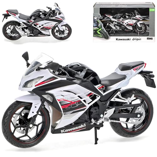 KTM Kawasaki Ninja 300 Weiss Schwarz 1/12 Modell Motorrad mit individiuellem Wunschkennzeichen von KTM