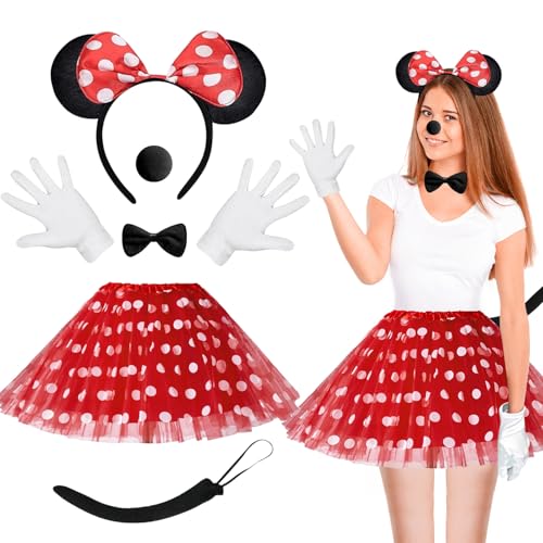 Karneval Kostüm Damen Maus,Maus Kostüm Erwachsene,Kostüm Damen Fasching Maus enthalten Tutu Tüllrock,Maus Ohren,Handschuhe,Krawatten,Tüllrock Rot für Fasching Karneval Halloween Motto Cosplay Party Karneval Kostüm Damen Maus,Maus Kostüm Erwachsene,Kostüm Damen Fasching Maus enthalten Tutu Tüllrock,Maus Ohren,Handschuhe,Krawatten,Tüllrock Rot für Fasching Karneval Halloween Motto Cosplay Party von KTWSUEF