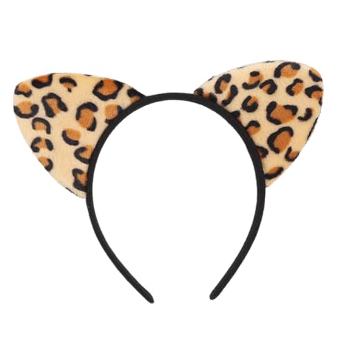 KUAIYIJU Haarreif mit Leopardenmuster, Cartoon-Kätzchen, auffälliger Kopfschmuck für Halloween, Cosplay, Rollenspiele von KUAIYIJU