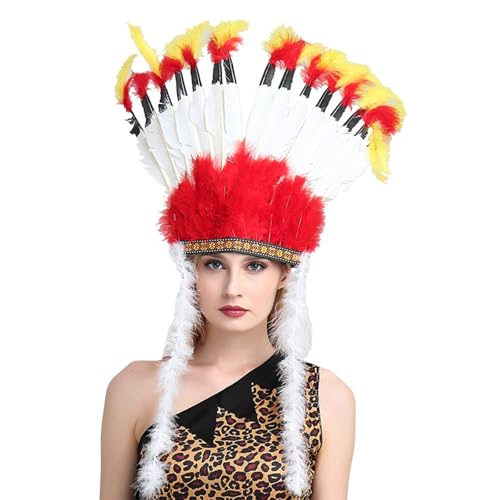 KUAIYIJU Indisches gefiedertes Stirnband, Festival, Feier, Kostüm, Requisiten, Kopfbedeckung, Party, Kopfschmuck, Karneval, kulturelle Tribal-Kopfbedeckung KUAIYIJU Indisches gefiedertes Stirnband, Festival, Feier, Kostüm, Requisiten, Kopfbedeckung, Party, Kopfschmuck, Karneval, kulturelle Tribal-Kopfbedeckung von KUAIYIJU