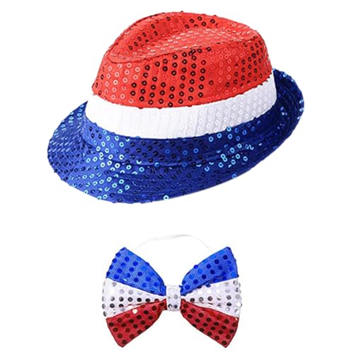 KUAIYIJU Ofenrohr-Set mit Fliege und Hut für den 4. Juli für Kostümfeier, patriotisches Ofenrohr-Kostüm-Zubehör KUAIYIJU Ofenrohr-Set mit Fliege und Hut für den 4. Juli für Kostümfeier, patriotisches Ofenrohr-Kostüm-Zubehör von KUAIYIJU