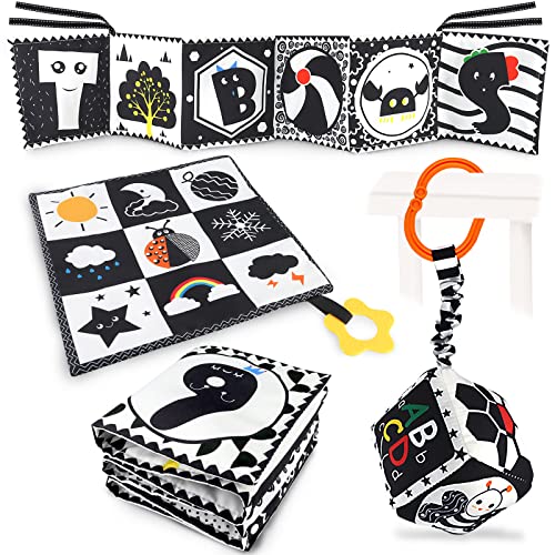 KUANGO Baby Spielzeug 0-3 Monate, Kontrastbuch Schwarz Weiß Stoffbuch Black & White Kinderbett Kinderwagen Sensorik Hängende Geschenksets ab Babys 0 3 6 12 KUANGO Baby Spielzeug 0-3 Monate, Kontrastbuch Schwarz Weiß Stoffbuch Black & White Kinderbett Kinderwagen Sensorik Hängende Geschenksets ab Babys 0 3 6 12 von KUANGO