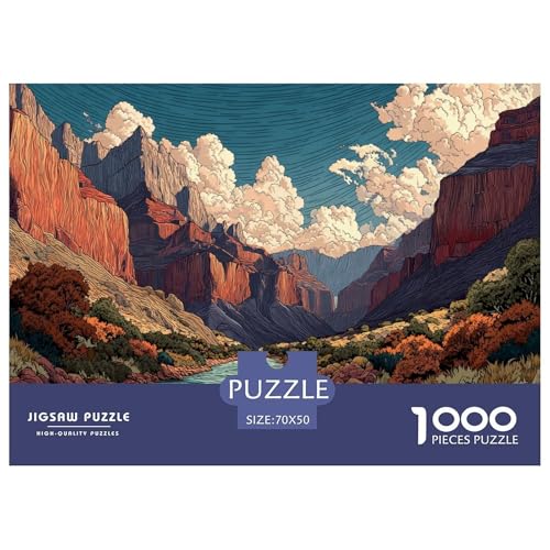 Berge und Flüsse Puzzle 1000 Teile Für Erwachsene Und Kinder Ab 12 Jahren Herausforderung Spielzeug Farbenfrohes Puzzle Geschenke von KUANGYH