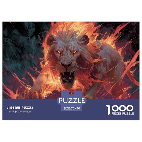Flamme Löwe Puzzle 1000 Teile Für Erwachsene Geschicklichkeitsspiel Farbenfrohes Puzzle Geschenke von KUANGYH